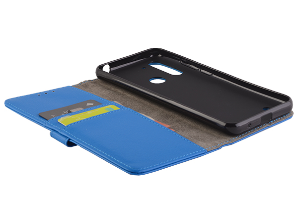 Synthetic Leather Wallet Case with Stand for Motorola Moto G8 Power Lite - Blue