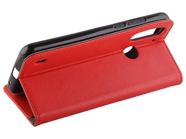 Synthetic Leather Wallet Case with Stand for Motorola Moto G8 Power Lite - Red