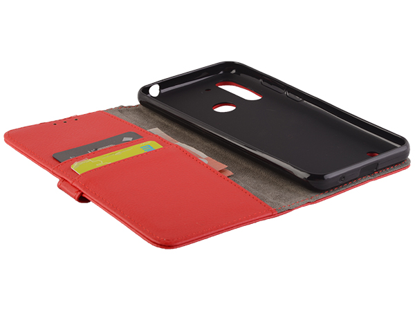 Synthetic Leather Wallet Case with Stand for Motorola Moto G8 Power Lite - Red