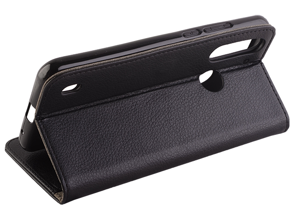 Synthetic Leather Wallet Case with Stand for Motorola Moto G8 Power Lite - Black