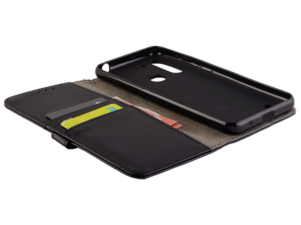 Synthetic Leather Wallet Case with Stand for Motorola Moto G8 Power Lite - Black