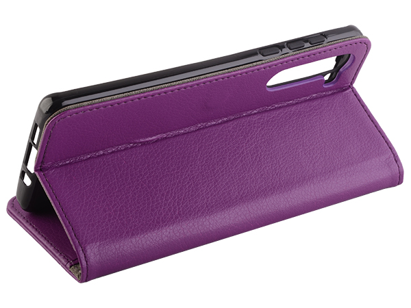 Synthetic Leather Wallet Case with Stand for Motorola Edge - Purple