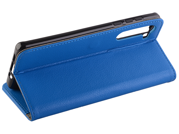 Synthetic Leather Wallet Case with Stand for Motorola Edge - Blue