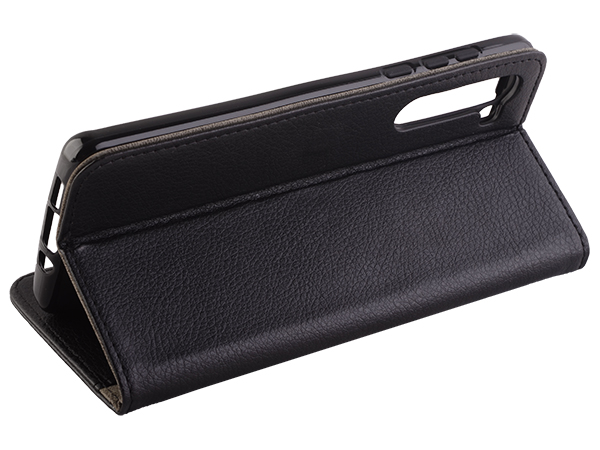Synthetic Leather Wallet Case with Stand for Motorola Edge - Black