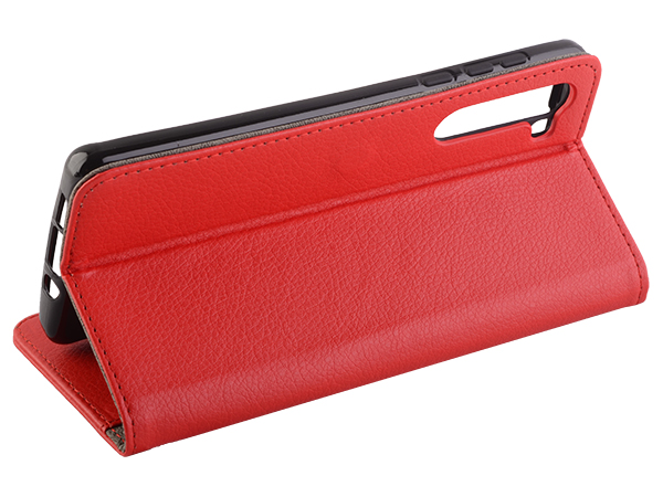 Synthetic Leather Wallet Case with Stand for Motorola Edge - Red