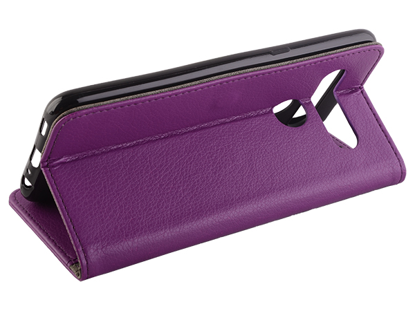 Synthetic Leather Wallet Case with Stand for LG K61 - Purple