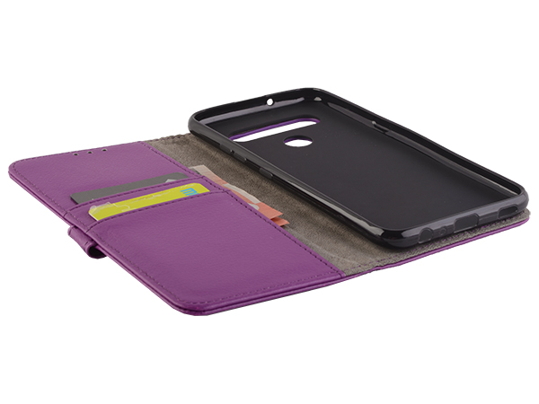 Synthetic Leather Wallet Case with Stand for LG K61 - Purple