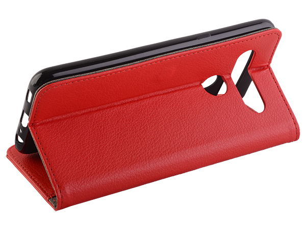 Synthetic Leather Wallet Case with Stand for LG K61 - Red