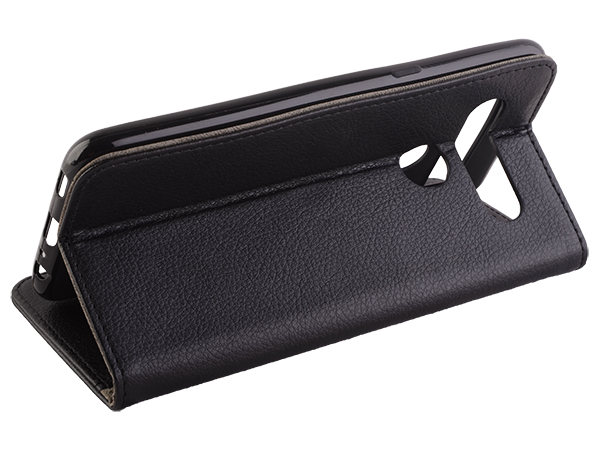 Synthetic Leather Wallet Case with Stand for LG K41s - Black