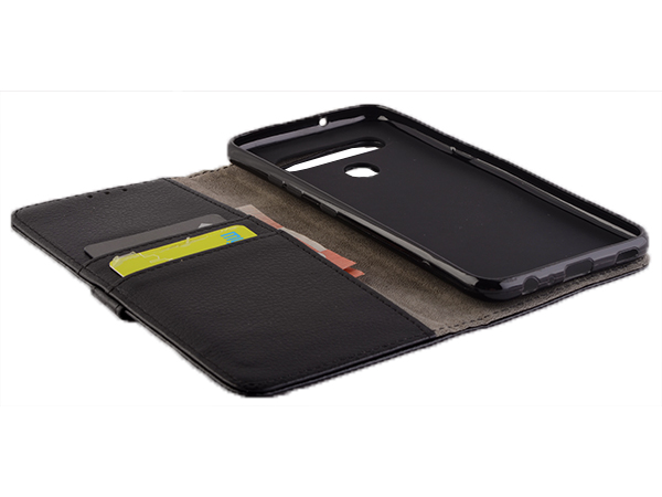 Synthetic Leather Wallet Case with Stand for LG K41s - Black