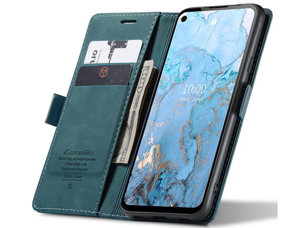 CaseMe Slim Synthetic Leather Wallet Case with Stand for Google Pixel 4a - Teal