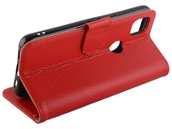 Premium Leather Wallet Case for Google Pixel 4a - Red