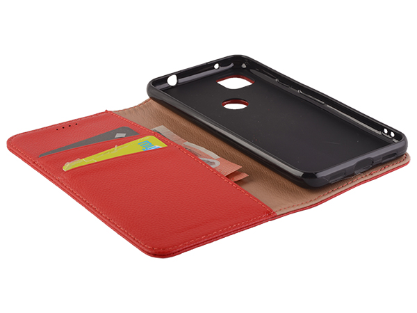 Premium Leather Wallet Case for Google Pixel 4a - Red