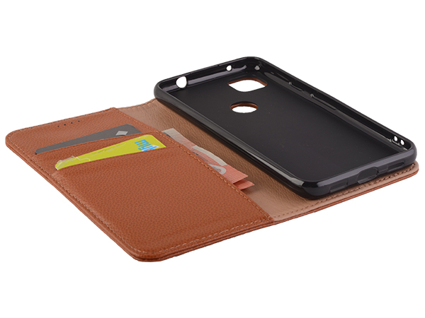 Premium Leather Wallet Case for Google Pixel 4a - Caramel