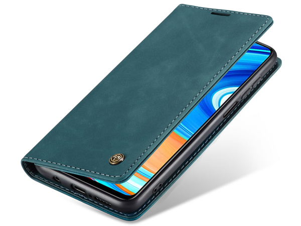 CaseMe Slim Synthetic Leather Wallet Case with Stand for Xiaomi Redmi Note 9 Pro - Teal Leather Wallet Case