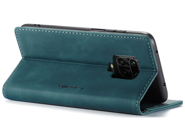 CaseMe Slim Synthetic Leather Wallet Case with Stand for Xiaomi Redmi Note 9 Pro - Teal