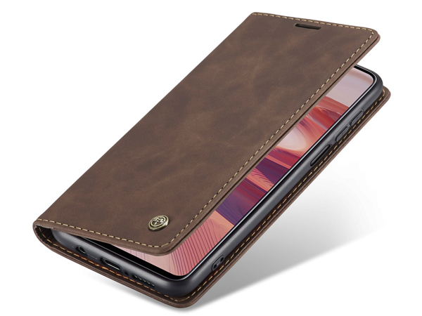 CaseMe Slim Synthetic Leather Wallet Case with Stand for Xiaomi Redmi Note 9 Pro - Chocolate Leather Wallet Case