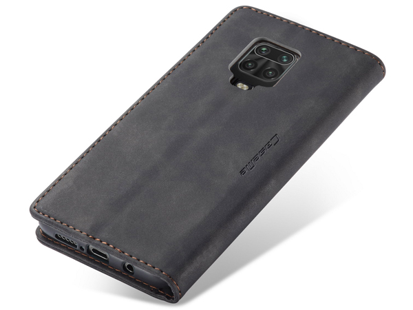 CaseMe Slim Synthetic Leather Wallet Case with Stand for Xiaomi Redmi Note 9 Pro - Charcoal