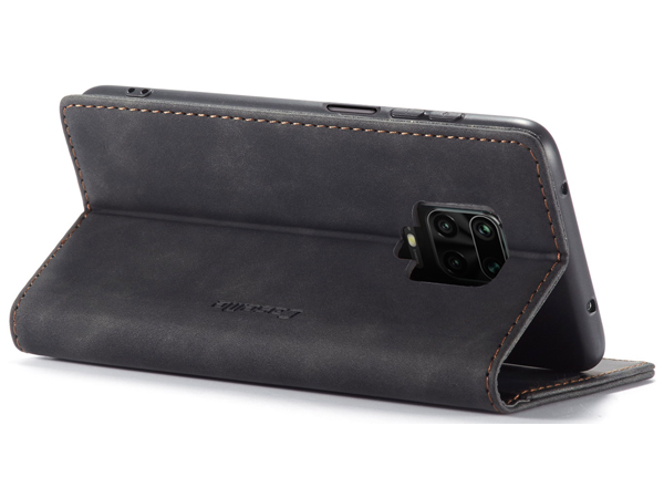 CaseMe Slim Synthetic Leather Wallet Case with Stand for Xiaomi Redmi Note 9 Pro - Charcoal