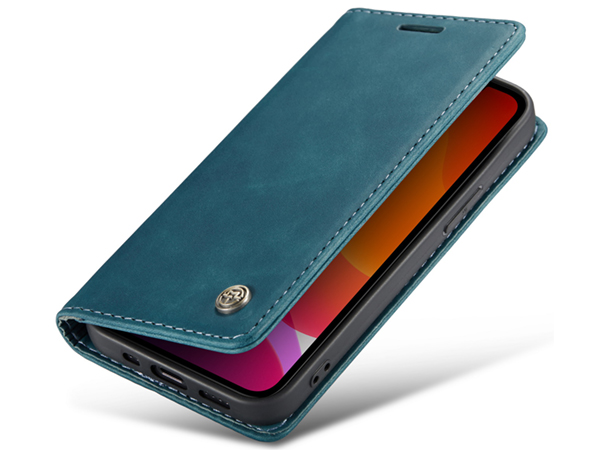 CaseMe Slim Synthetic Leather Wallet Case with Stand for iPhone 12 Pro Max - Teal Leather Wallet Case