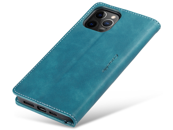 CaseMe Slim Synthetic Leather Wallet Case with Stand for iPhone 12 Pro - Teal