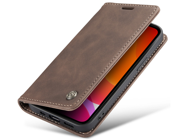 CaseMe Slim Synthetic Leather Wallet Case with Stand for iPhone 12 Pro - Chocolate Leather Wallet Case