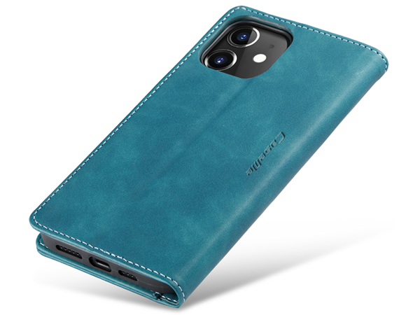 CaseMe Slim Synthetic Leather Wallet Case with Stand for iPhone 12 - Teal