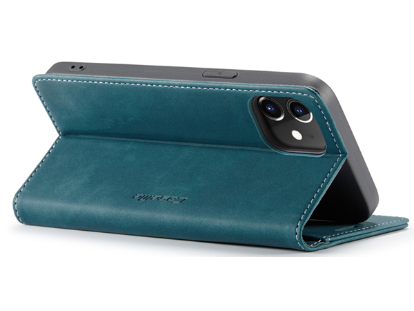 CaseMe Slim Synthetic Leather Wallet Case with Stand for iPhone 12 - Teal