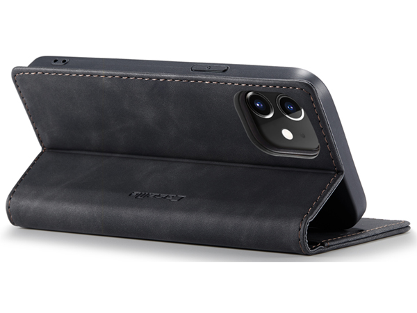 CaseMe Slim Synthetic Leather Wallet Case with Stand for iPhone 12 Mini - Charcoal