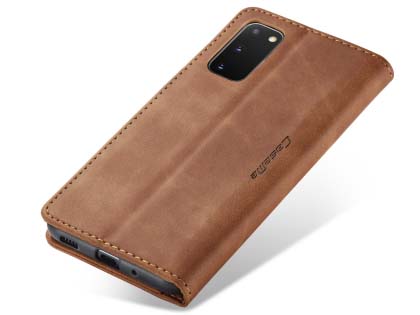 CaseMe Slim Synthetic Leather Wallet Case with Stand for Samsung Galaxy S20 FE 5G - Tan