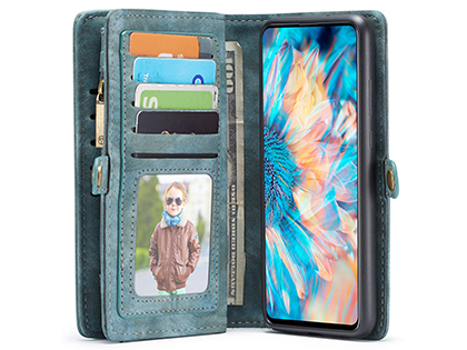 CaseMe 2-in-1 Synthetic Leather Wallet Case for Samsung Galaxy A71 5G - Teal/Ash