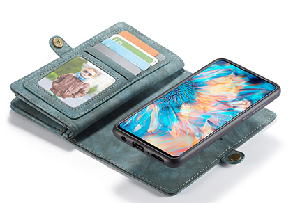CaseMe 2-in-1 Synthetic Leather Wallet Case for Samsung Galaxy A71 5G - Teal/Ash