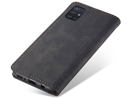 CaseMe Slim Synthetic Leather Wallet Case with Stand for Samsung Galaxy A71 5G - Charcoal