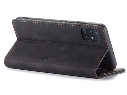 CaseMe Slim Synthetic Leather Wallet Case with Stand for Samsung Galaxy A71 5G - Charcoal