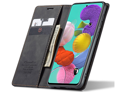CaseMe Slim Synthetic Leather Wallet Case with Stand for Samsung Galaxy A71 5G - Charcoal