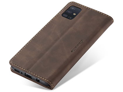CaseMe Slim Synthetic Leather Wallet Case with Stand for Samsung Galaxy A71 5G - Chocolate