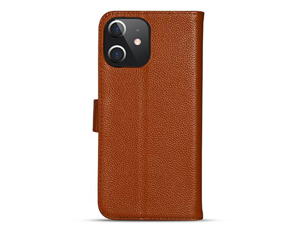Premium Leather Wallet Case for Apple iPhone 12 Mini - Caramel Leather Wallet Case