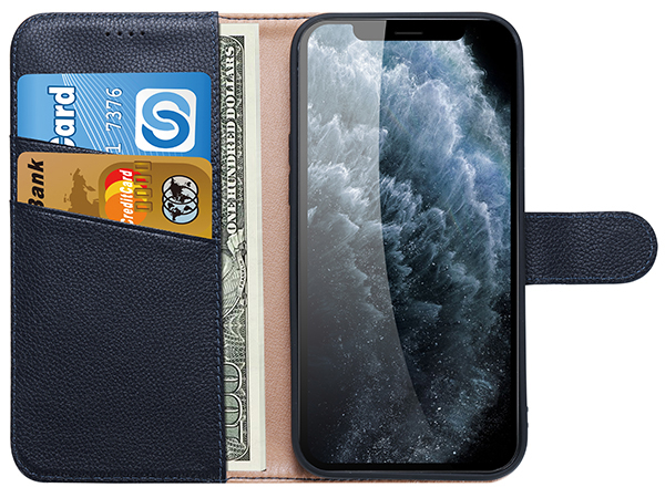 Premium Leather Wallet Case for Apple iPhone 12 Pro Max - Midnight Blue