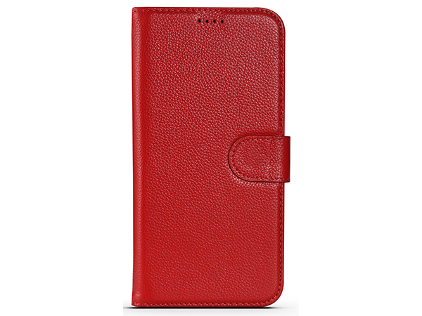 Premium Leather Wallet Case for Apple iPhone 12 - Red Leather Wallet Case