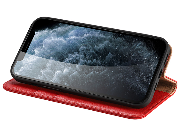 Premium Leather Wallet Case for Apple iPhone 12 - Red