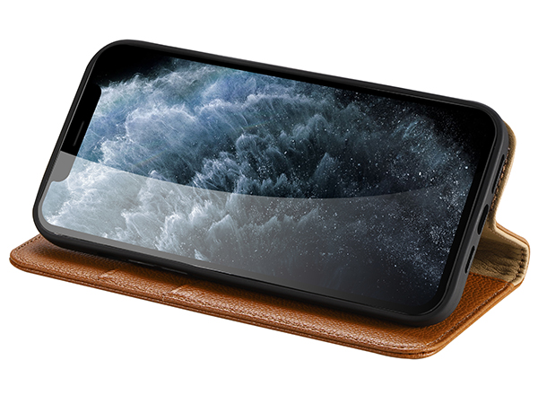 Premium Leather Wallet Case for Apple iPhone 12 - Caramel