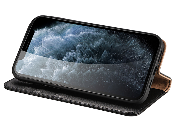 Premium Leather Wallet Case for Apple iPhone 12 - Black