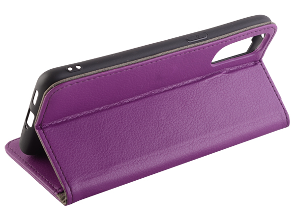Synthetic Leather Wallet Case with Stand for OPPO Reno4 5G - Purple
