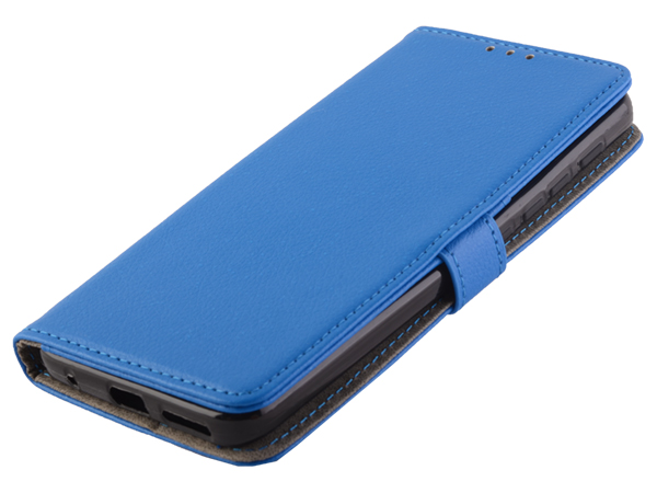 Synthetic Leather Wallet Case with Stand for Motorola Moto G9 Play - Blue