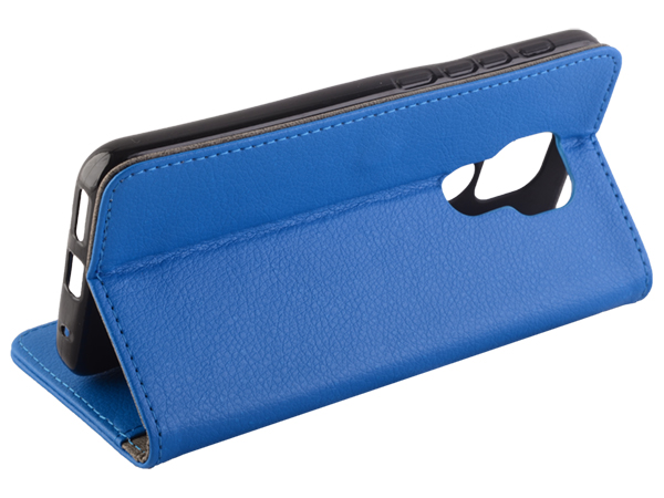 Synthetic Leather Wallet Case with Stand for Motorola Moto G9 Play - Blue