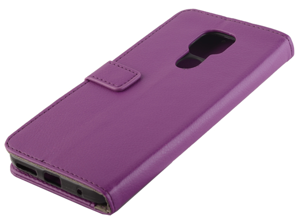 Synthetic Leather Wallet Case with Stand for Motorola Moto G9 Play - Purple Leather Wallet Case