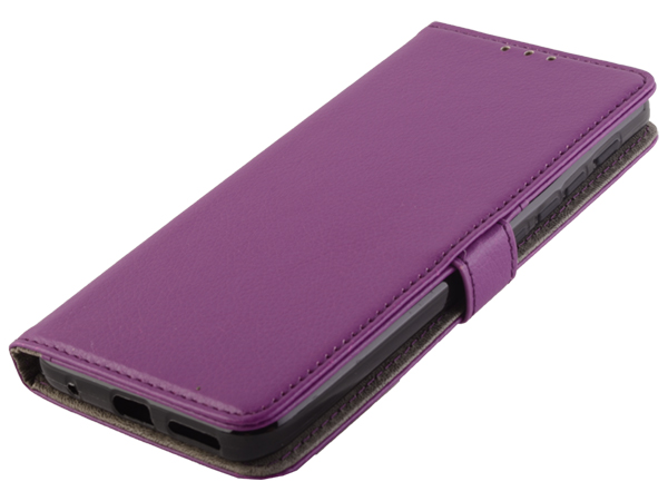 Synthetic Leather Wallet Case with Stand for Motorola Moto G9 Play - Purple