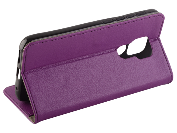 Synthetic Leather Wallet Case with Stand for Motorola Moto G9 Play - Purple