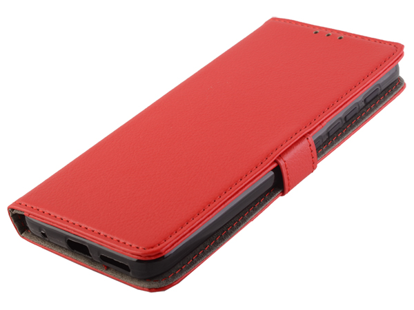 Synthetic Leather Wallet Case with Stand for Motorola Moto G9 Play - Red