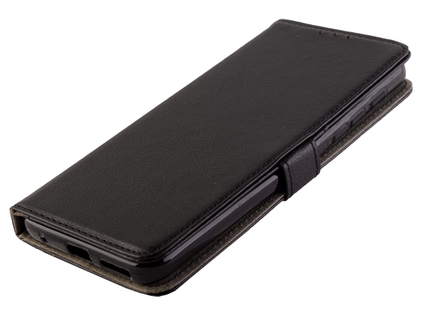 Synthetic Leather Wallet Case with Stand for Motorola Moto G9 Play - Black